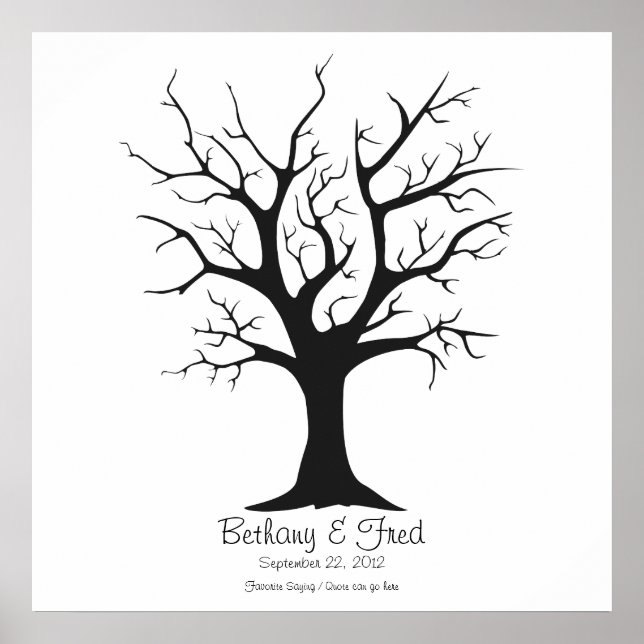 Poster Arbre d'empreintes digitales C - 24 pouces x 24 po (Devant)