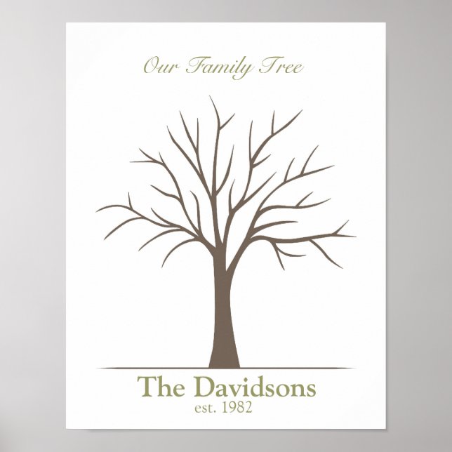 Poster Arbre d'empreintes digitales de la famille (Devant)