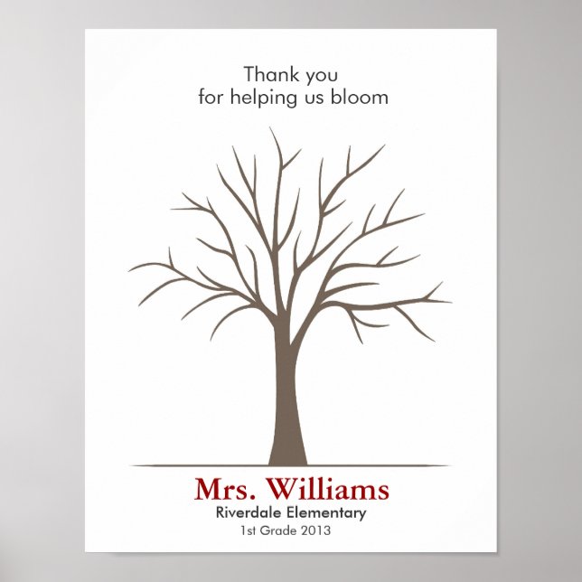 Poster Arbre d'empreintes digitales de l'enseignant (Devant)