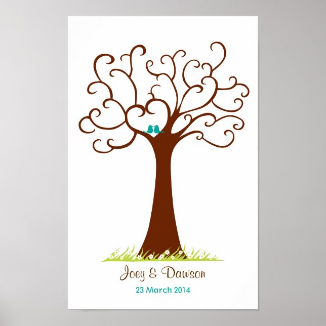 Poster Arbre d'empreintes digitales de mariage - Heartast (Devant)