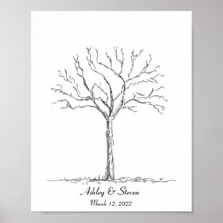 Poster Arbre d'empreintes digitales mariage