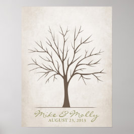 Poster Arbre d'empreintes digitales mariage - Rustique