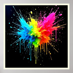 Poster Arbre en poudre arc-en-ciel