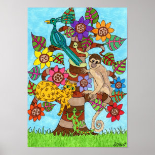 Poster Arbre exotique de vie Art populaire