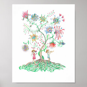 Poster Arbre Floral Fantaisiste