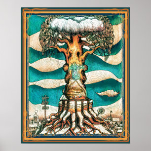Poster Arbre géant et neige