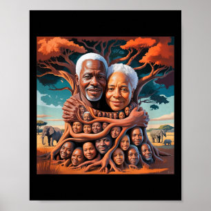 Poster Arbre généalogique afro-américain racines patrimoi