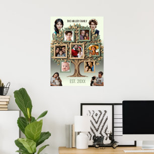 Poster Arbre généalogique personnalisé avec photos en rou
