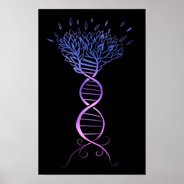 Poster Arbre génétique du brin d'ADN de l'arbre de vie (Devant)