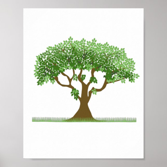Poster Arbre mignon avec feuille (Devant)