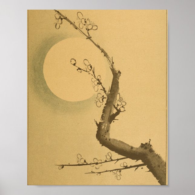 Poster Arbre murale japonaise vintage (Devant)