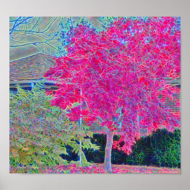 Poster Arbre Numériquement grand peint (Devant)