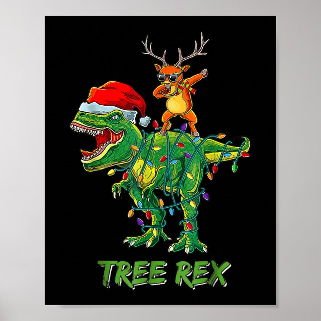 Poster Arbre Rex Dinosaur Costume de Noël Xmas Arbre Ligh (Devant)