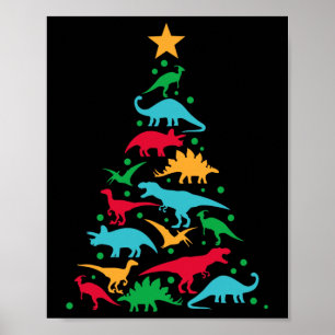 Poster Arbre Rex Dinosaur Dino Noël Arbre de Noël Fu