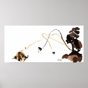 Poster Arbre soufflant pétales d'art Imprimer