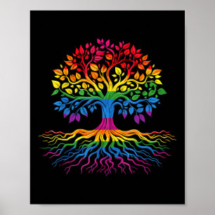 Poster Arbre Vie Arc-en-ciel Lgbt Cool Drapeau Gay pride 