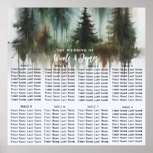 Poster Arbres à l'aquarelle Mariage rustique en pleine na