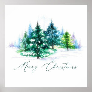 Poster Arbres aquarelle