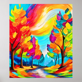 Poster Arbres arc-en-ciel : Forêt vive