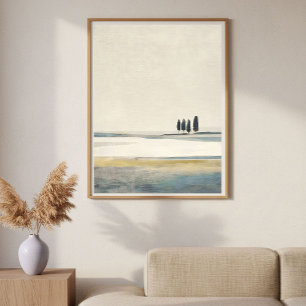Poster Arbres dans un paysage abstrait minimal de champ o