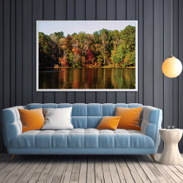 Poster Arbres d'automne de l'autre côté de la rivière