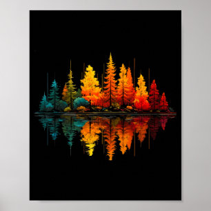 Poster Arbres de forêt lac réflexion faune extérieur
