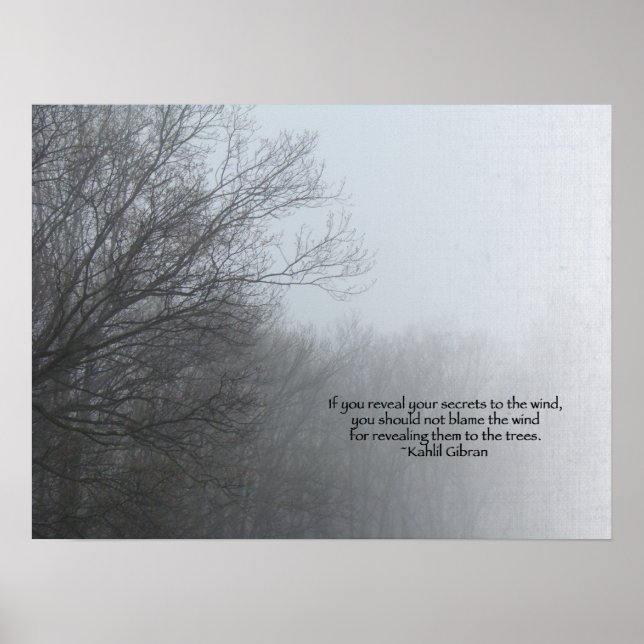 Poster Arbres d'hiver dans le brouillard - Citation de Kh (Devant)