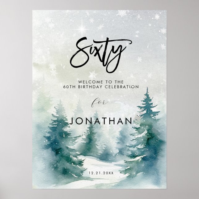 Poster Arbres d'hiver soixante bienvenue (Devant)