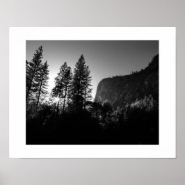 Poster Arbres éclairés Yosemite Photographie noir et blan