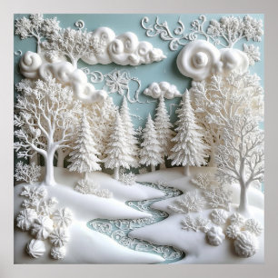 Poster Arbres enneigés et motifs givrés