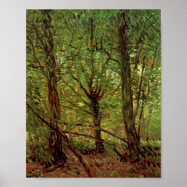 Poster Arbres et sous-bois Van Gogh Art (Devant)