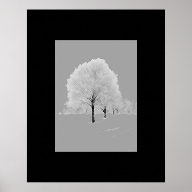 Poster Arbres - mat, noir & blanc peint art (Devant)