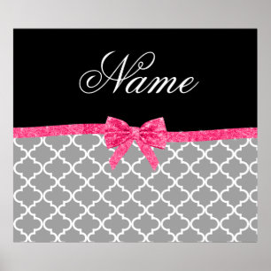 Poster Arc de parties scintillant rose motif marocain gri