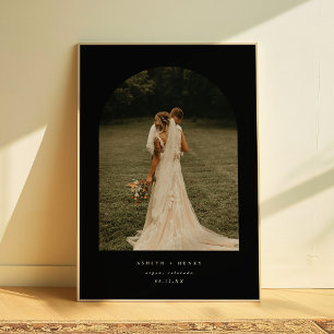 Poster Arc de photo de couple de mariage noir moderne