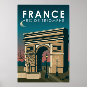 Poster Arc de Triomphe France Voyage Artistique Rétro Vin