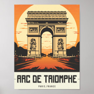 Poster Arc de Triomphe Paris France Lieu de voyage réputé