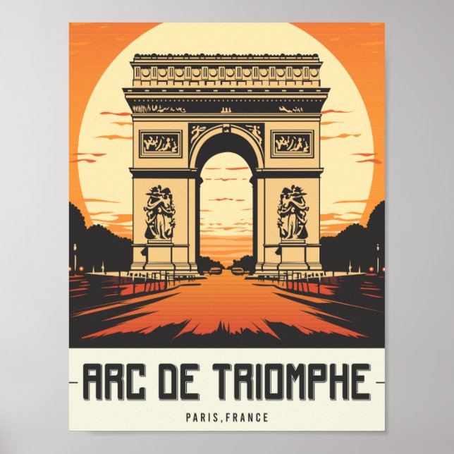 Poster Arc de Triomphe Paris France Lieu de voyage réputé (Devant)