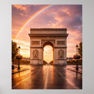 Poster Arc de Triomphe sous arc-en-ciel