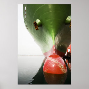 Poster Arc d'un cargo rouge et vert Long Beach, Ca