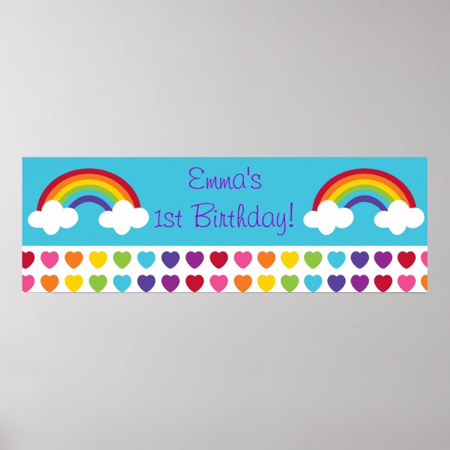 Poster Arc-en-ciel Anniversaire de bannière personnalisée (Devant)