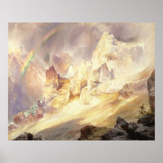 Poster Arc en ciel au-dessus de Yellowstone, Moran 1900 (Devant)