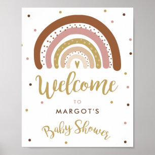 Poster Arc en ciel Baby shower Muet Pastel Arc en ciel Bi