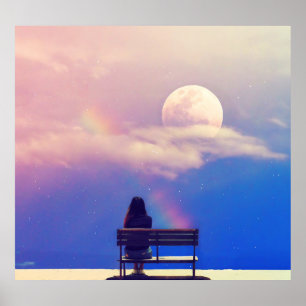 Poster Arc-en-ciel de lune : Pastel Sky Beauty.