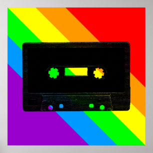 Poster Arc-en-ciel d'enregistreur à cassettes du tigre