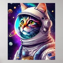 Poster Arc-en-ciel en chat spatial, astronaute Art numéri