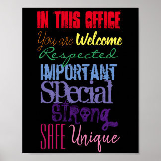 Poster Arc-en-ciel en noir "Dans ce bureau" mobile