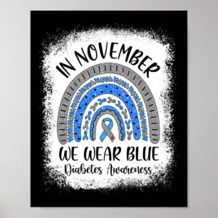 Poster Arc-en-ciel En Novembre Nous Portons Blue Diabetes