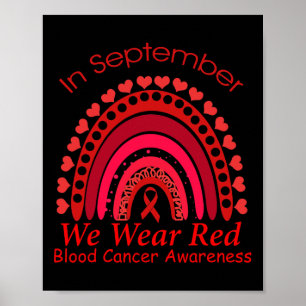 Poster Arc-en-ciel En Septembre Nous Portons Rouge Cancer