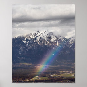 Poster Arc-en-ciel et montagnes après la tempête