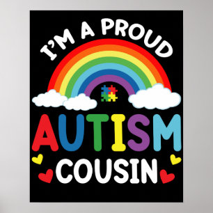 Poster Arc-en-ciel Je suis un cousin fier de l'autisme Se